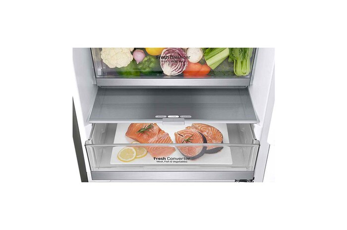 LG 1.86M 341L Kombinerad kyl/frys(Shiny Steel) - Energiklass E, Door Cooling™, GBB71PZEMN
