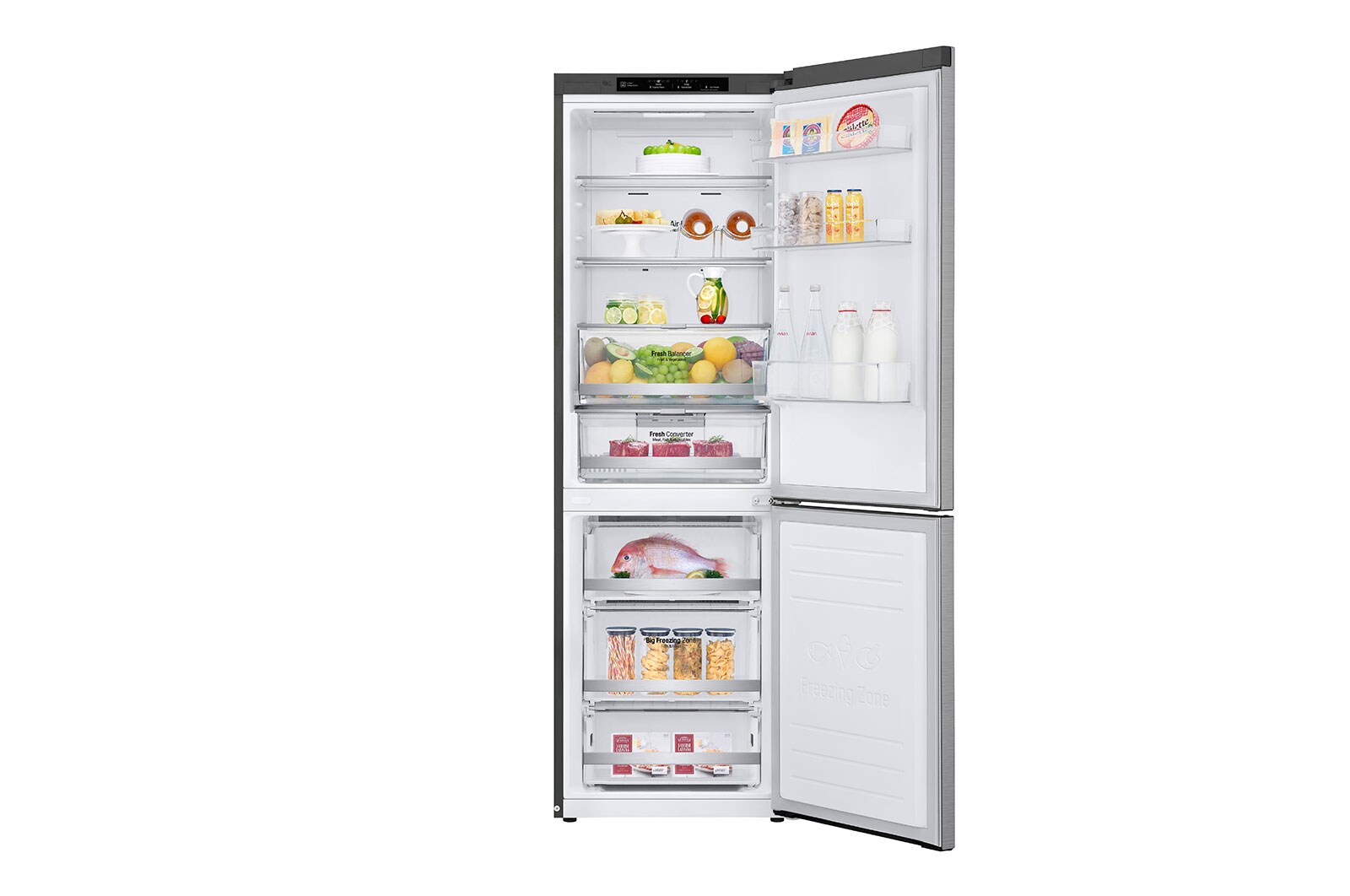 LG 1.86M 341L Kombinerad kyl/frys(Shiny Steel) - Energiklass E, Door Cooling™, GBB71PZEZN