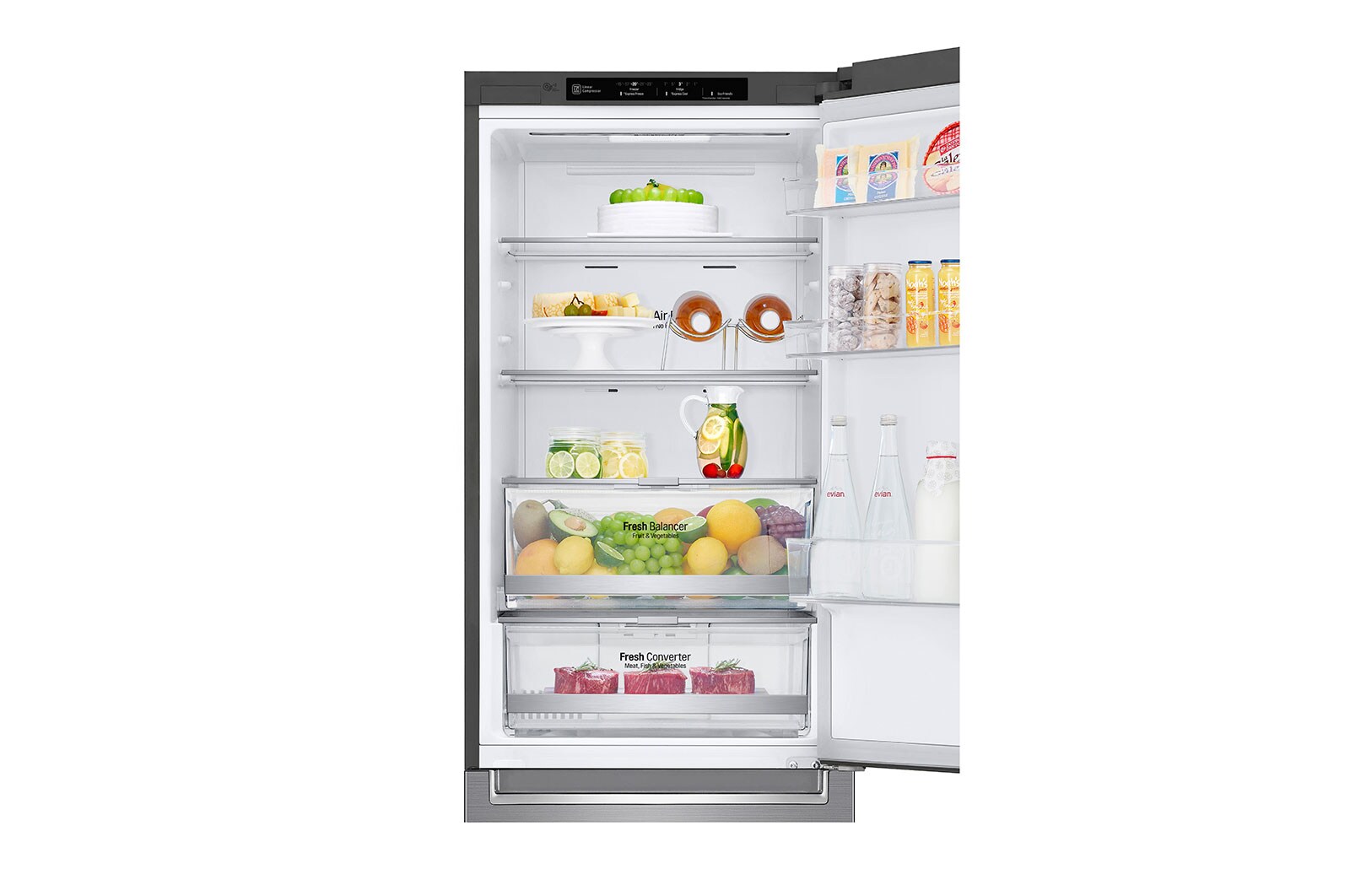 LG 1.86M 341L Kombinerad kyl/frys(Shiny Steel) - Energiklass E, Door Cooling™, GBB71PZEZN