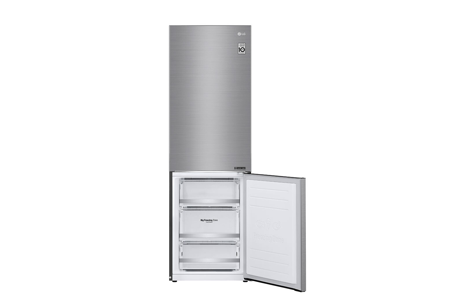 LG 1.86M 341L Kombinerad kyl/frys(Shiny Steel) - Energiklass E, Door Cooling™, GBB71PZEZN