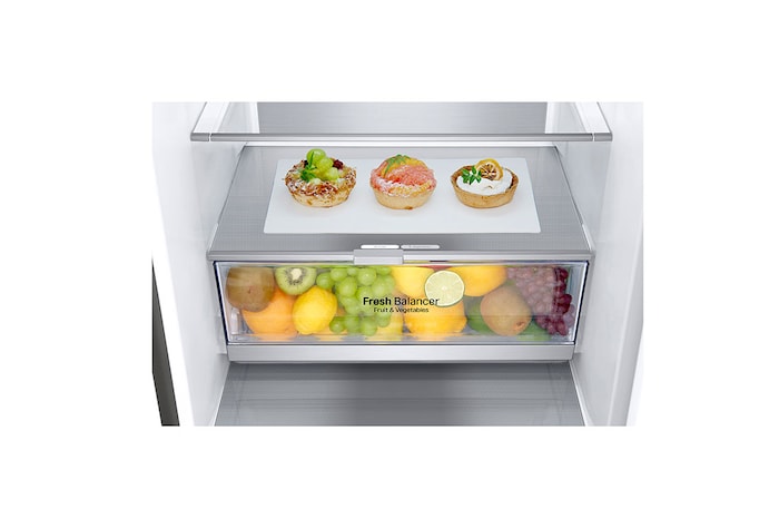 LG 1.86M 341L Kombinerad kyl/frys(Shiny Steel) - Energiklass D, Door Cooling™ och Smart Diagnosis™, GBB71PZVGN