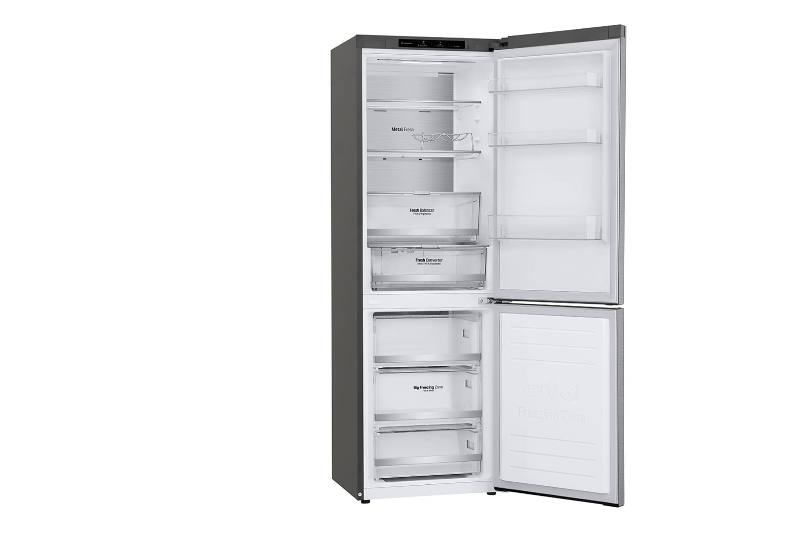 LG 1.86M 341L Kombinerad kyl/frys(Shiny Steel) - Energiklass D, Door Cooling™ och Smart Diagnosis™, GBB71PZVGN
