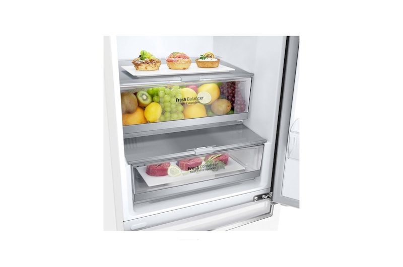 LG 1.86M 341L Kombinerad kyl/frys(Vit) - Energiklass E, Door Cooling™ och Smart Diagnosis™ med Wi-Fi, GBB71SWDMN