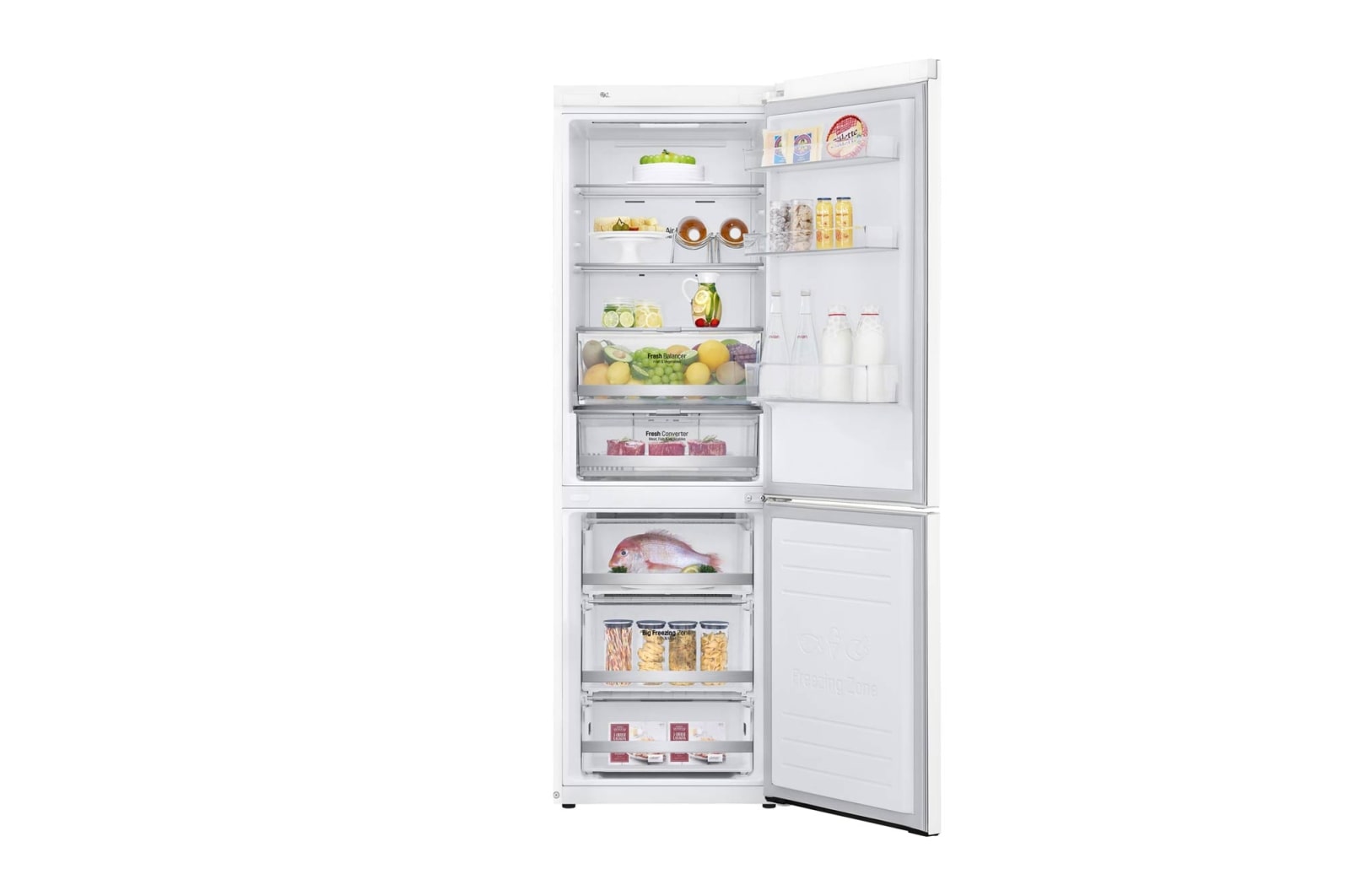 LG 1.86M 341L Kombinerad kyl/frys(Vit) - Energiklass E, Door Cooling™ och Smart Diagnosis™ med Wi-Fi, GBB71SWDZN