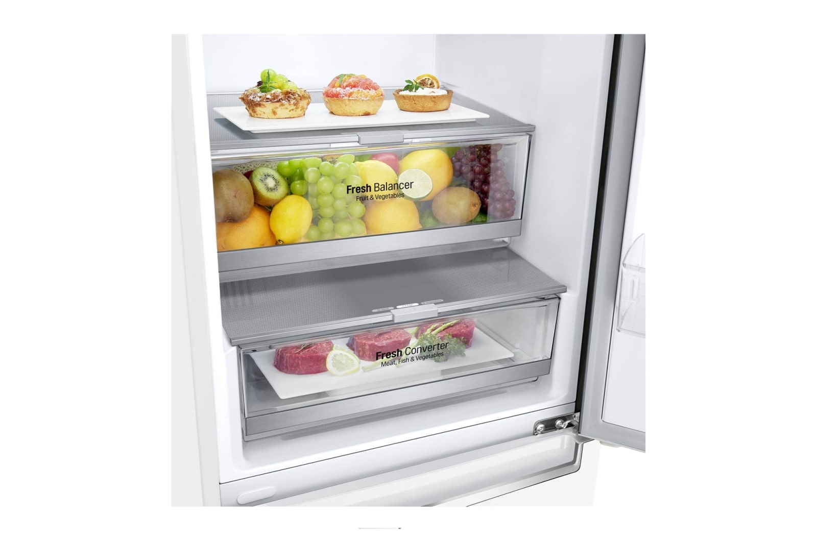 LG 1.86M 341L Kombinerad kyl/frys(Vit) - Energiklass E, Door Cooling™ och Smart Diagnosis™ med Wi-Fi, GBB71SWDZN
