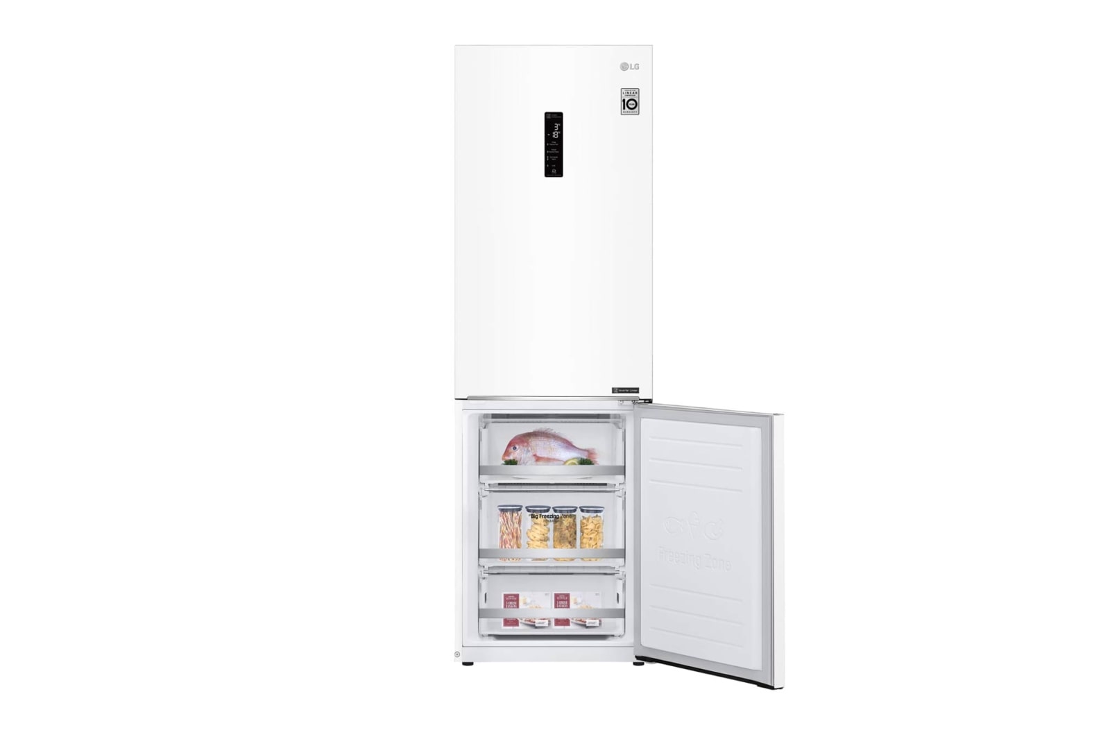 LG 1.86M 341L Kombinerad kyl/frys(Vit) - Energiklass E, Door Cooling™ och Smart Diagnosis™ med Wi-Fi, GBB71SWDZN