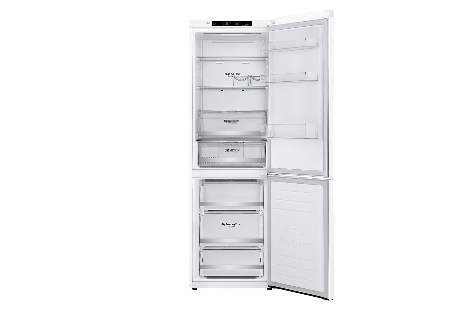 LG 1.86M 341L Kombinerad kyl/frys(Vit) - Energiklass D, Door Cooling™, GBB71SWEFN