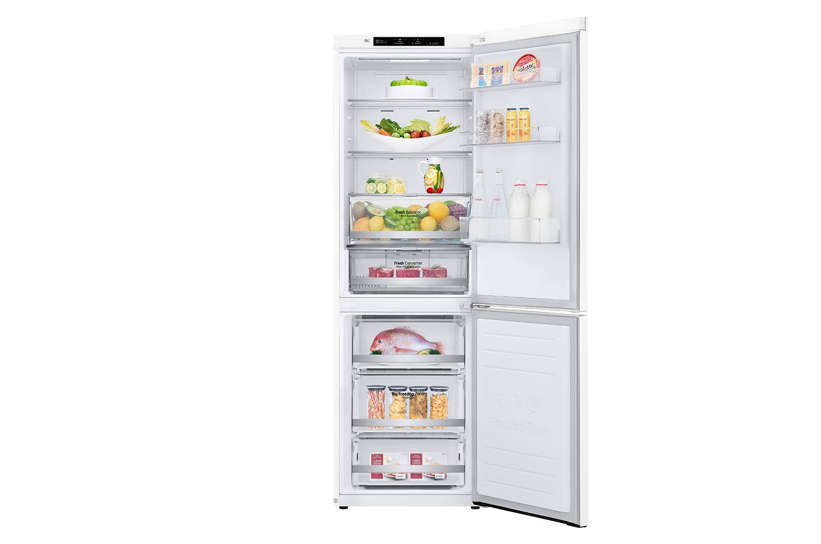 LG 1.86M 341L Kombinerad kyl/frys(Vit) - Energiklass D, Door Cooling™, GBB71SWEFN