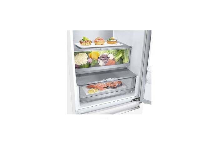 LG 1.86M 341L Kombinerad kyl/frys(Vit) - Energiklass D, Door Cooling™ och Smart Diagnosis™, GBB71SWVGN