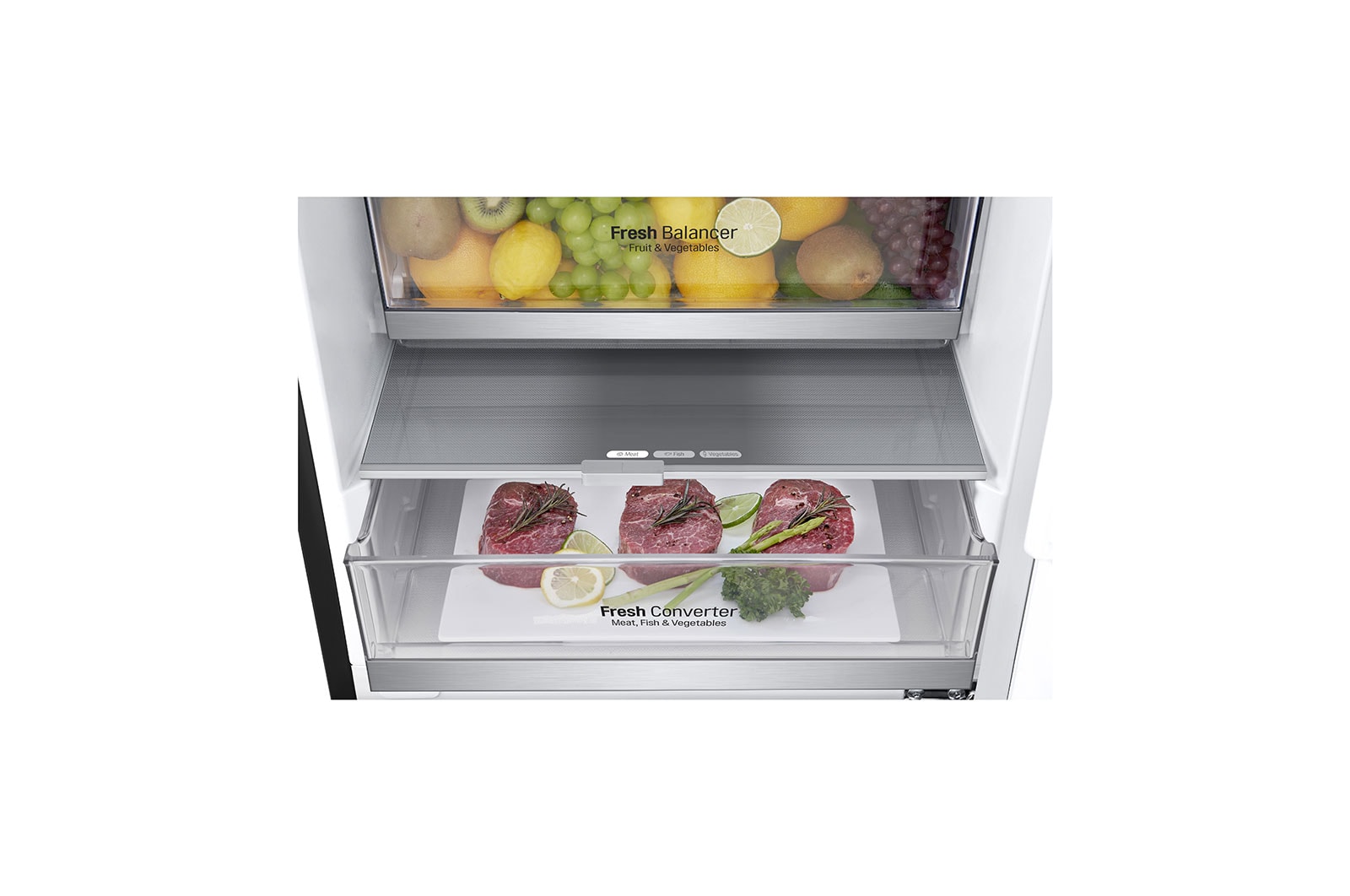 LG 2.03M 384L Kombinerad kyl/frys(Matte Black) - Energiklass D, Door Cooling™, GBB72MCEFN