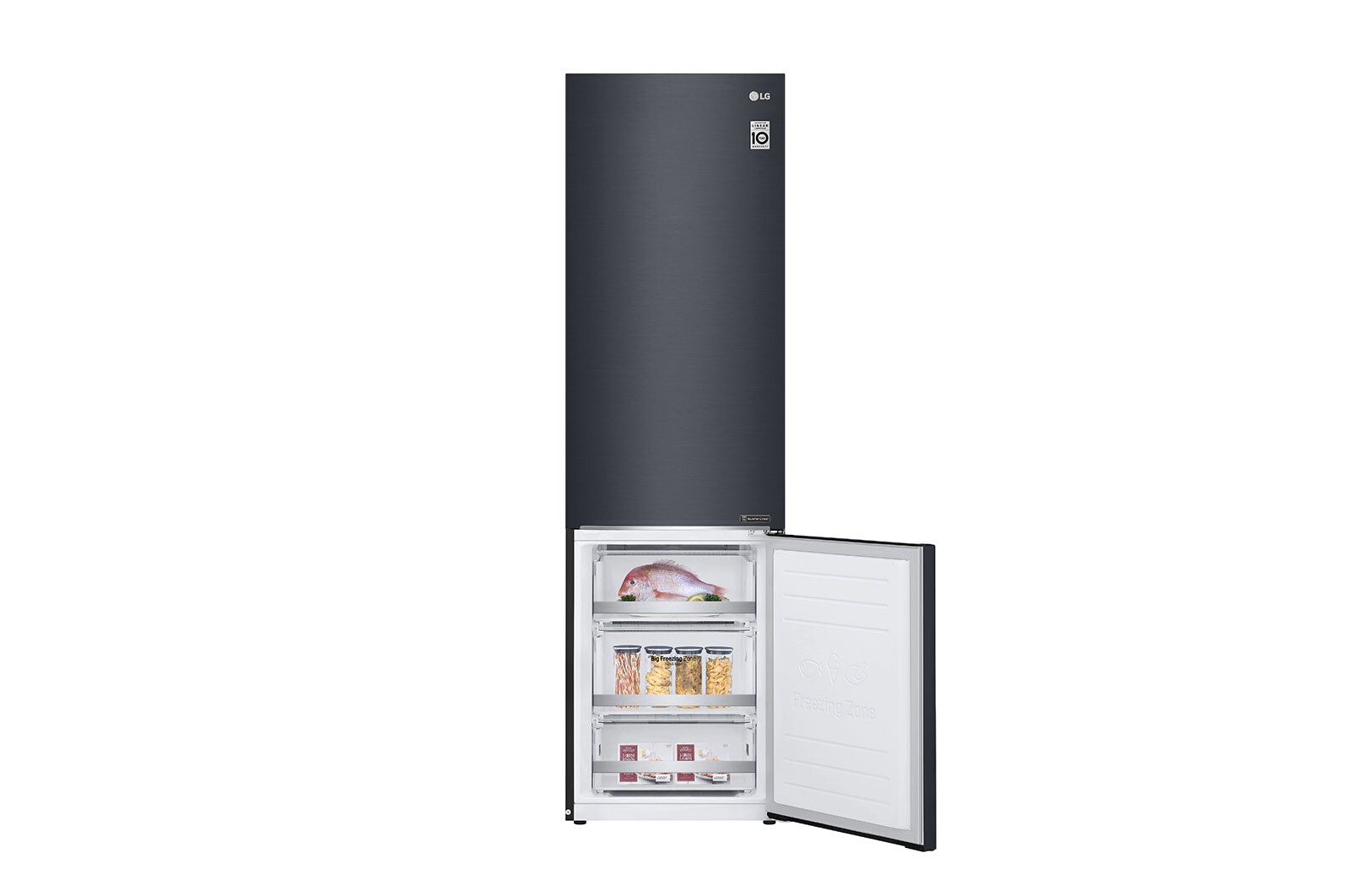 LG 2.03M 384L Kombinerad kyl/frys(Matte Black) - Energiklass D, Door Cooling™, GBB72MCEFN