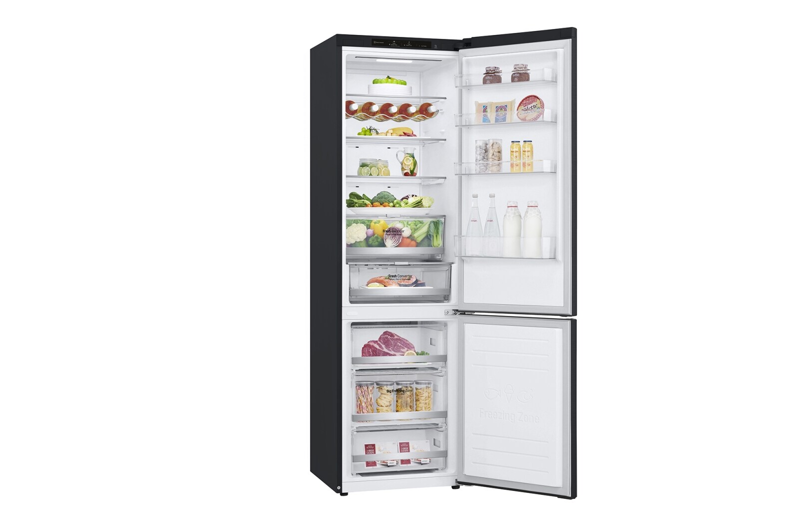 LG 2.03M 384L Kombinerad kyl/frys(Matte Black) - Energiklass D, Door Cooling™, GBB72MCEGN