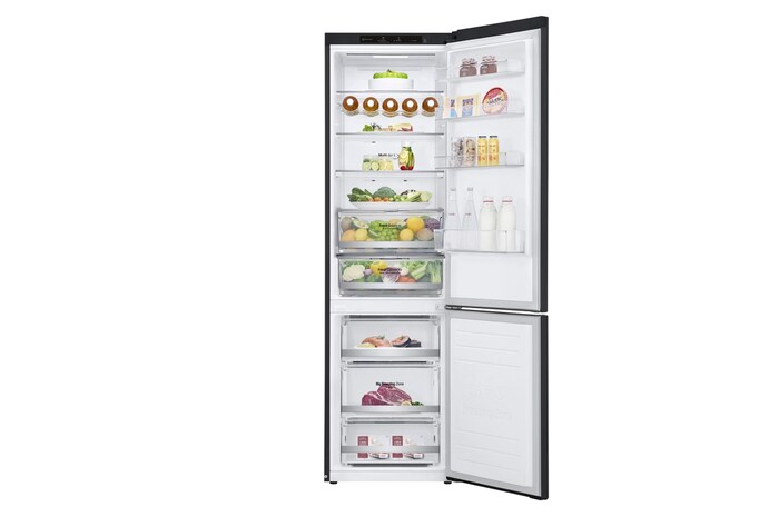 LG 2.03M 384L Kombinerad kyl/frys(Matte Black) - Energiklass D, Door Cooling™, GBB72MCEGN
