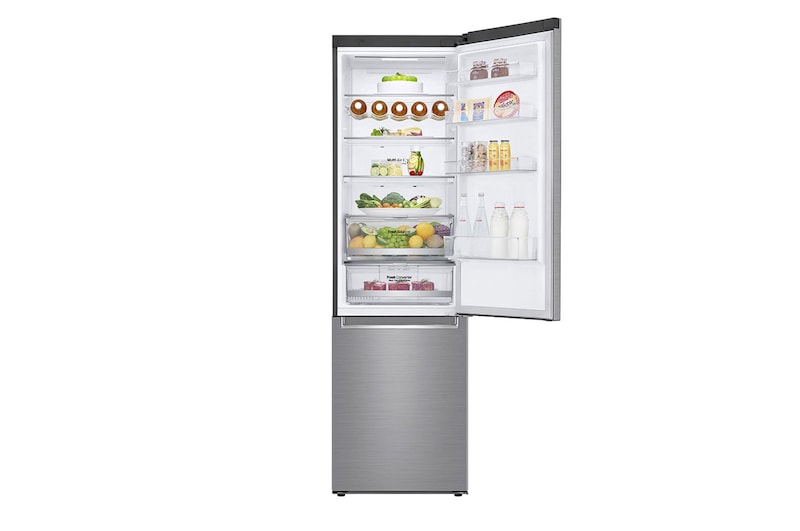 LG 2.03M 384L Kombinerad kyl/frys(Shiny Steel) - Energiklass E, Door Cooling™ och Smart Diagnosis™ med Wi-Fi, GBB72PZDMN