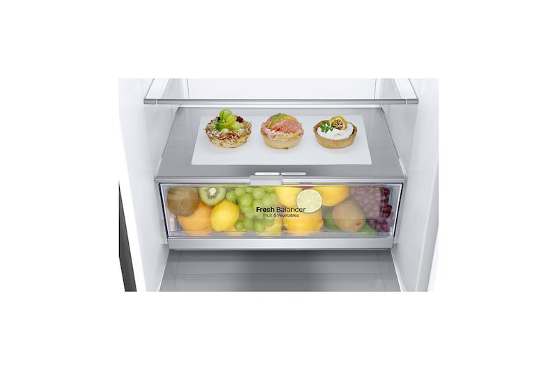 LG 2.03M 384L Kombinerad kyl/frys(Shiny Steel) - Energiklass E, Door Cooling™ och Smart Diagnosis™ med Wi-Fi, GBB72PZDMN