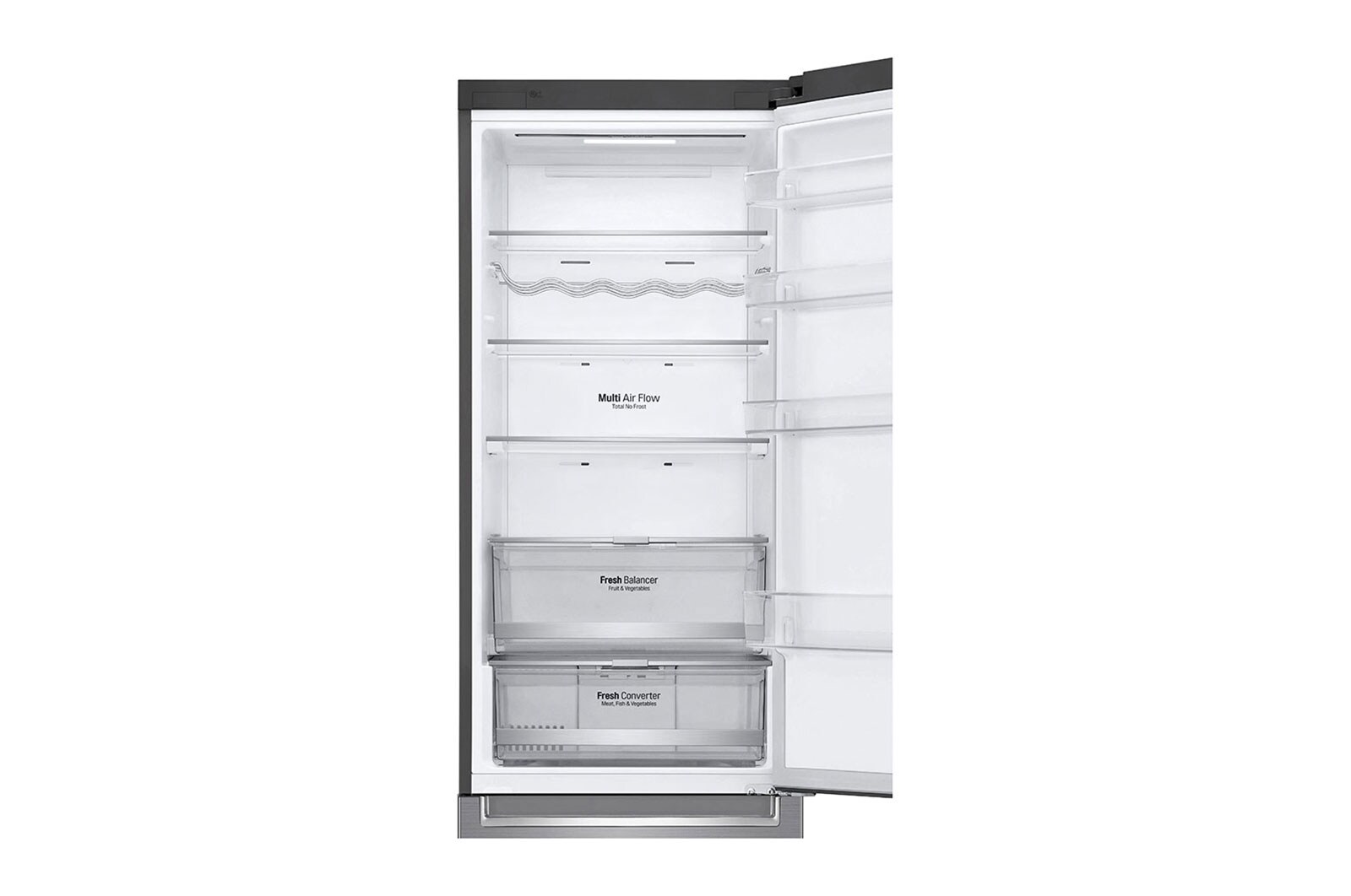 LG 2.03M 384L Kombinerad kyl/frys(Shiny Steel) - Energiklass E, Door Cooling™ och Smart Diagnosis™ med Wi-Fi, GBB72PZDMN