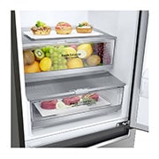 LG 2.03M 384L Kombinerad kyl/frys(Shiny Steel) - Energiklass E, Door Cooling™ och Smart Diagnosis™ med Wi-Fi, GBB72PZDMN