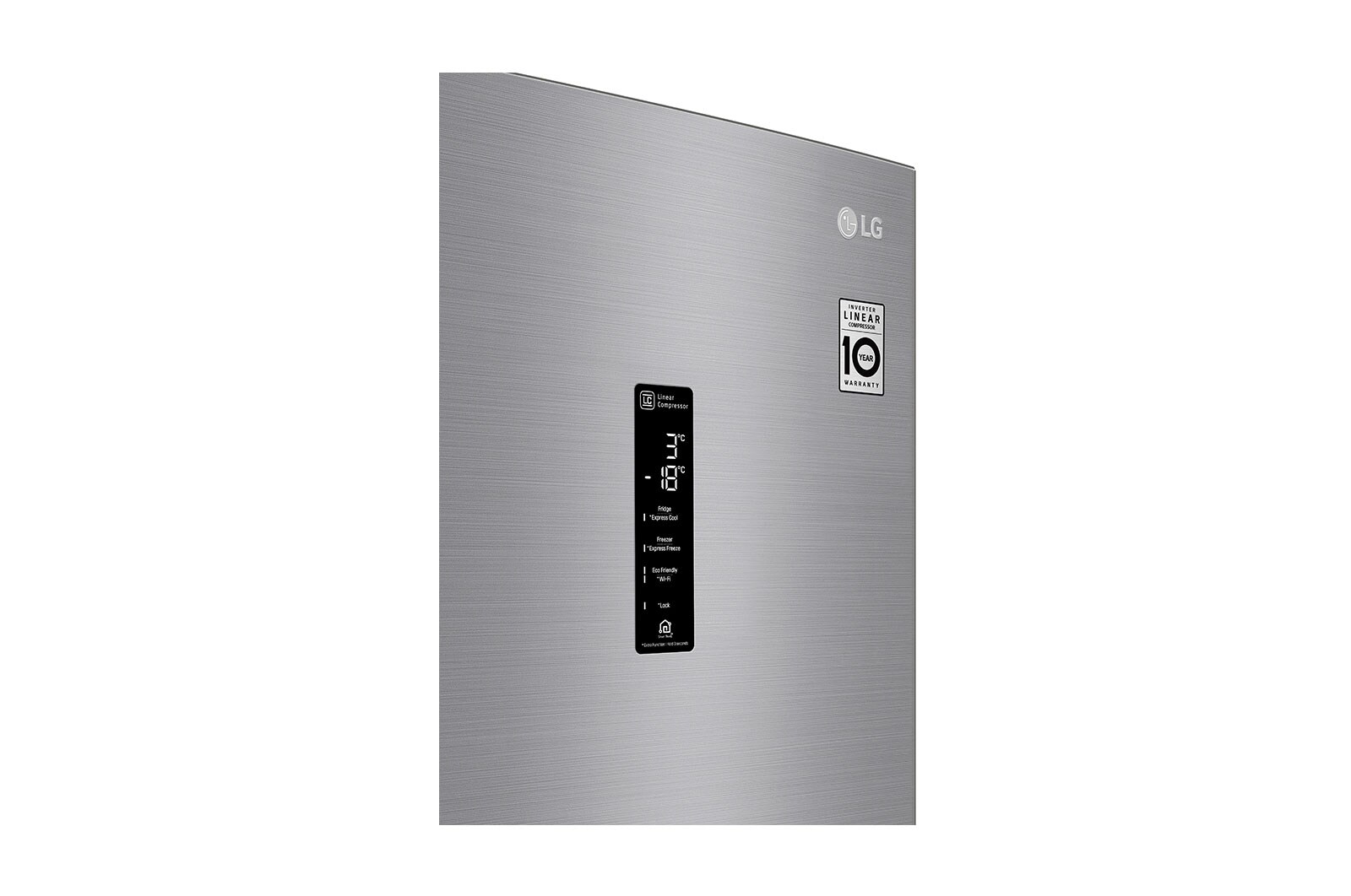 LG 2.03M 384L Kombinerad kyl/frys(Shiny Steel) - Energiklass E, Door Cooling™ och Smart Diagnosis™ med Wi-Fi, GBB72PZDZN