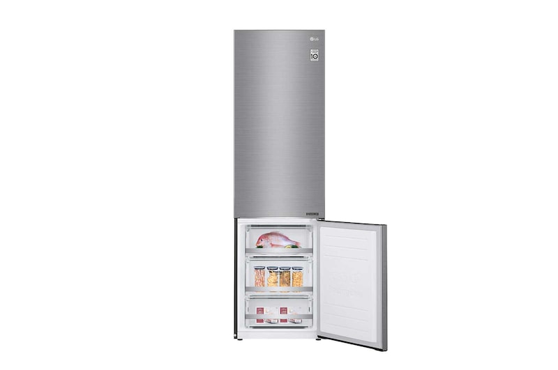 LG 2.03M 384L Kombinerad kyl/frys(Shiny Steel) - Energiklass D, Door Cooling™, GBB72PZEFN