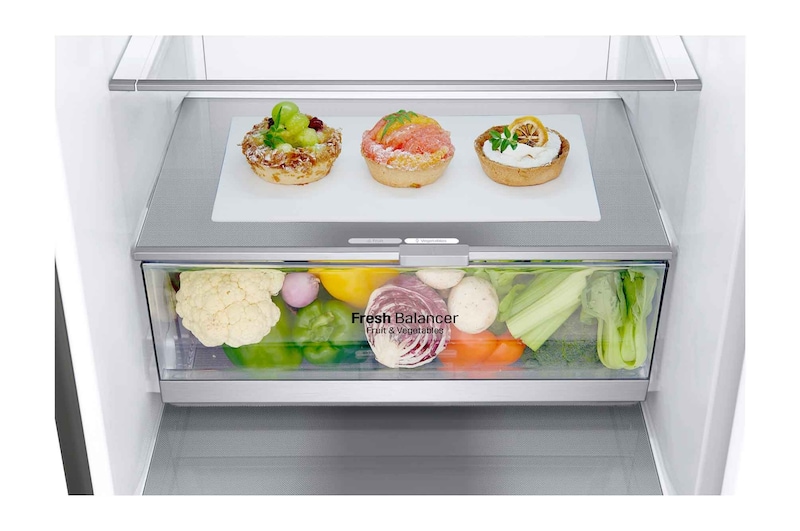 LG 2.03M 384L Kombinerad kyl/frys(Shiny Steel) - Energiklass D, Door Cooling™, GBB72PZEGN