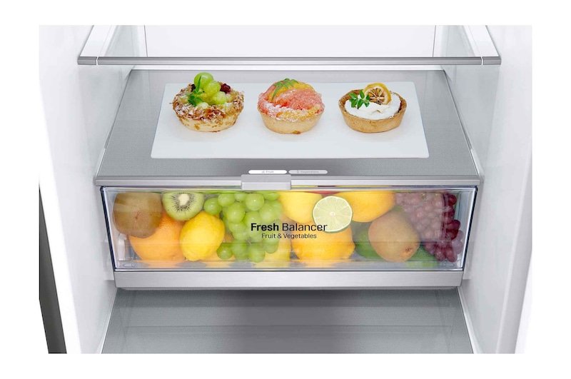 LG 2.03M 384L Kombinerad kyl/frys(Shiny Steel) - Energiklass D, Door Cooling™, GBB72PZEGN