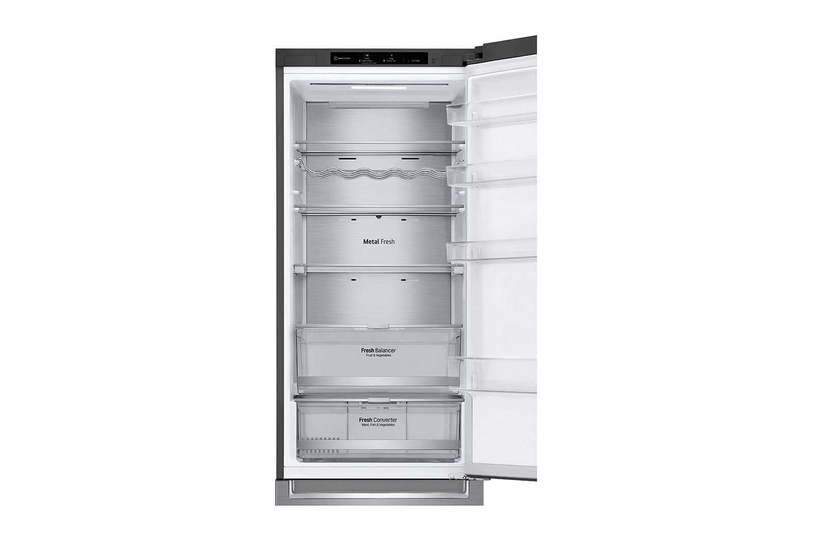 LG 2.03M 384L Kombinerad kyl/frys(Shiny Steel) - Energiklass D, Door Cooling™ och Smart Diagnosis™ , GBB72PZVGN