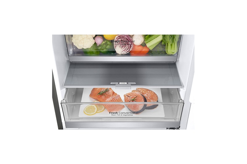 LG 2.03M 384L Kombinerad kyl/frys(Shiny Steel) - Energiklass D, Door Cooling™ och Smart Diagnosis™ , GBB72PZVGN