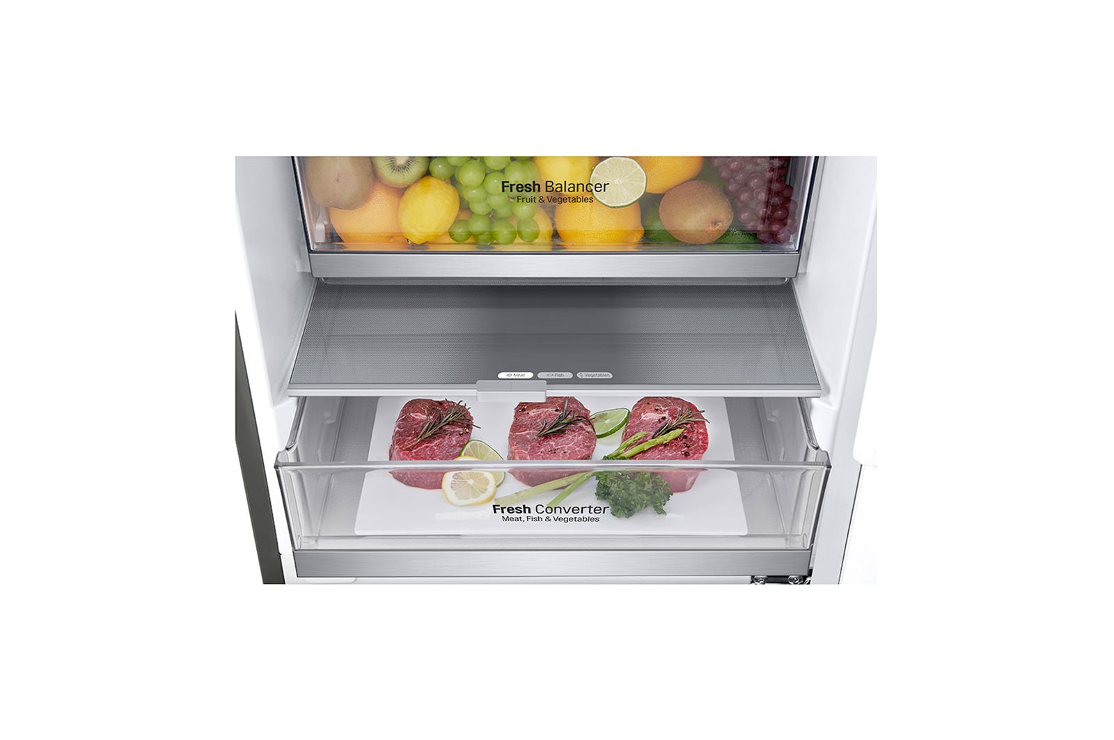 LG 2.03M 384L Kombinerad kyl/frys(Shiny Steel) - Energiklass D, Door Cooling™ och Smart Diagnosis™ , GBB72PZVGN