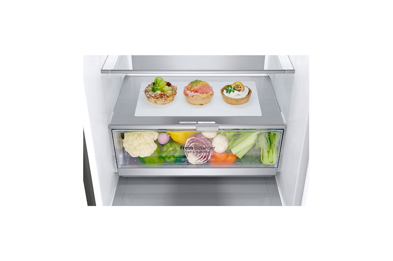 LG 2.03M 384L Kombinerad kyl/frys(Shiny Steel) - Energiklass D, Door Cooling™ och Smart Diagnosis™ , GBB72PZVGN