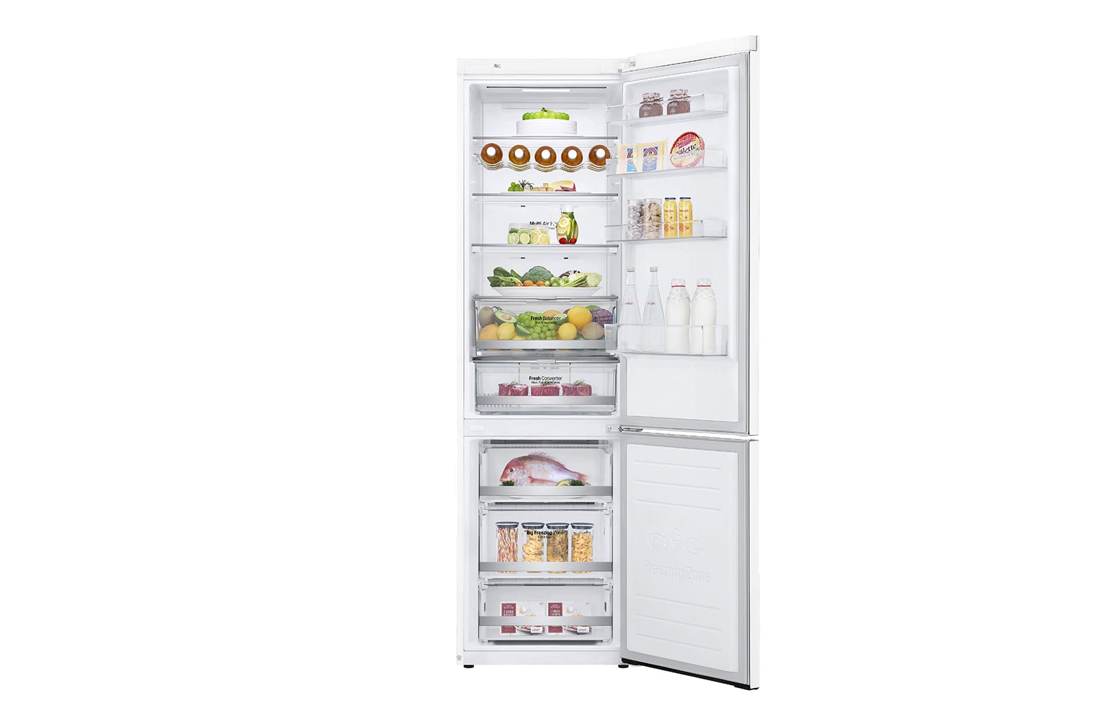 LG 2.03M 384L Kombinerad kyl/frys(Vit) - Energiklass E, Door Cooling™ och Smart Diagnosis™ med Wi-Fi, GBB72SWDZN