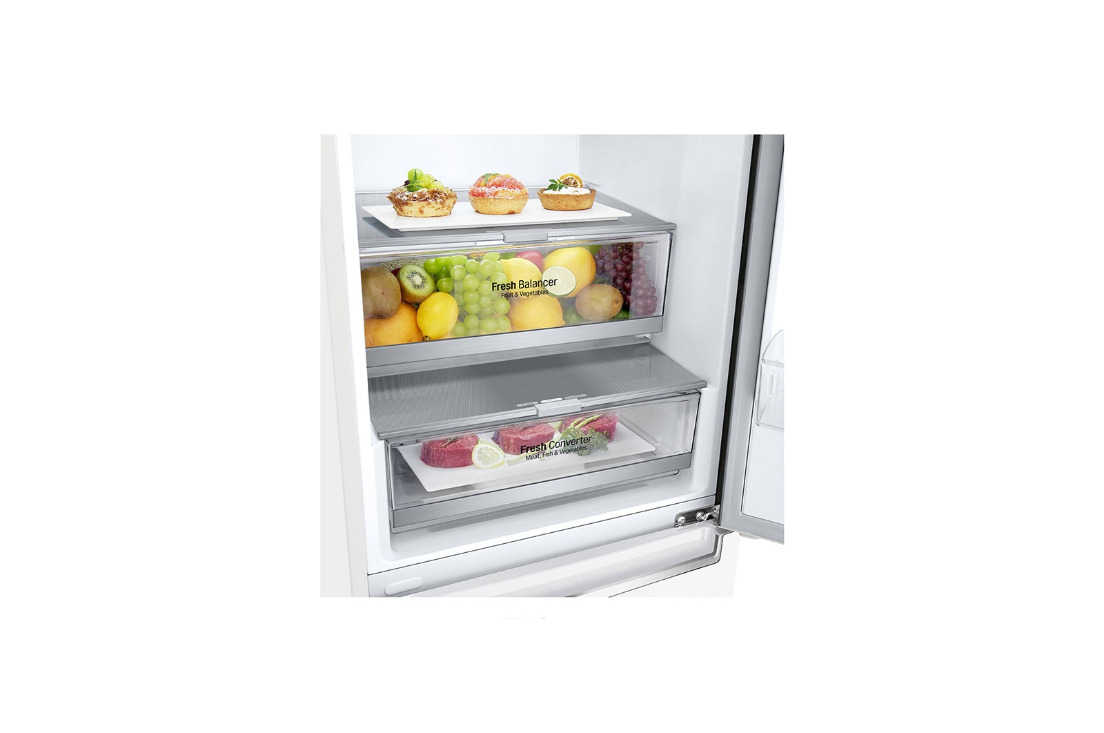 LG 2.03M 384L Kombinerad kyl/frys(Vit) - Energiklass E, Door Cooling™ och Smart Diagnosis™ med Wi-Fi, GBB72SWDZN