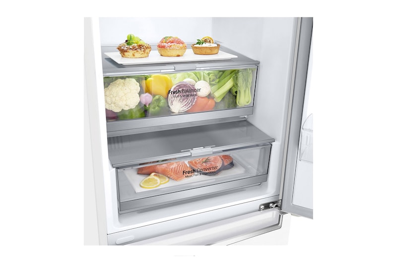 LG 2.03M 384L Kombinerad kyl/frys(Vit) - Energiklass D, Door Cooling™, GBB72SWEGN