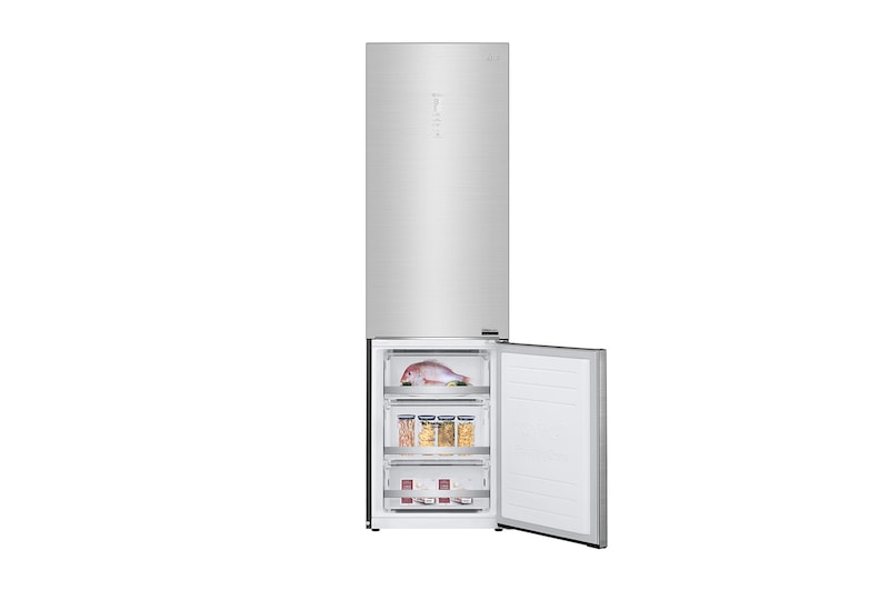 LG 2.03M 384L Kombinerad kyl/frys(Noble Steel) - Energiklass D, Door Cooling™ och Smart Diagnosis™ med Wi-Fi, GBB92STAXP