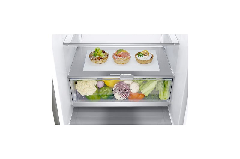 LG 2.03M 384L Kombinerad kyl/frys(Noble Steel) - Energiklass D, Door Cooling™ och Smart Diagnosis™ med Wi-Fi, GBB92STAXP