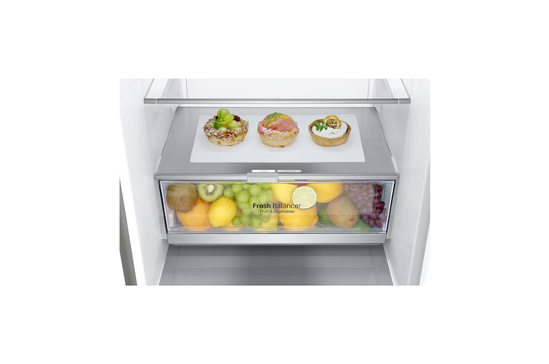 LG 2.03M 384L Kombinerad kyl/frys(Noble Steel) - Energiklass D, Door Cooling™ och Smart Diagnosis™ med Wi-Fi, GBB92STAXP