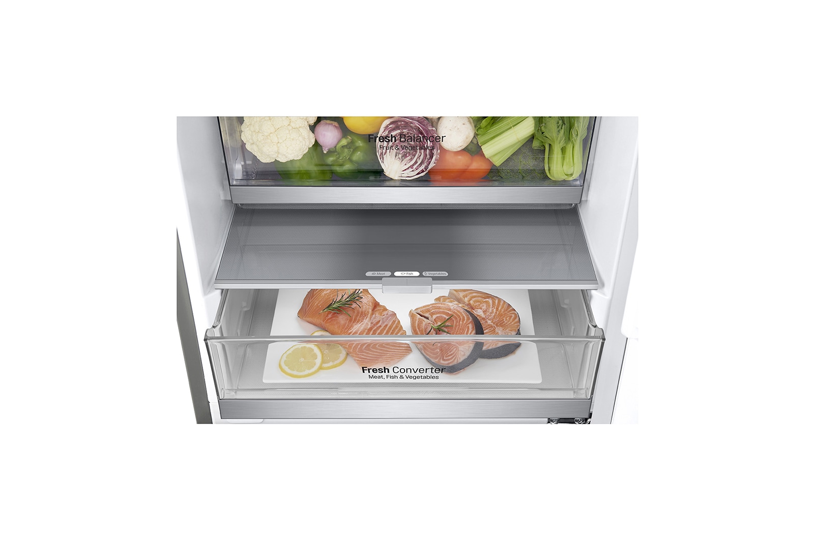 LG 2.03M 384L Kombinerad kyl/frys(Noble Steel) - Energiklass D, Door Cooling™ och Smart Diagnosis™ med Wi-Fi, GBB92STAXP