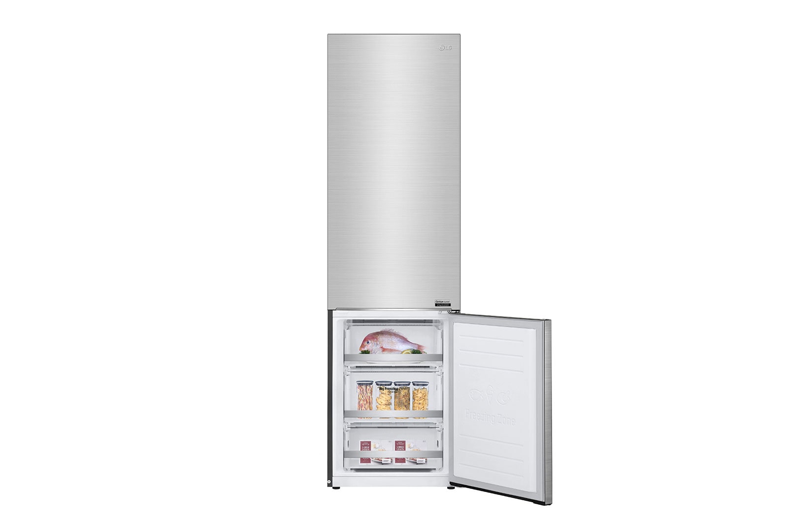 LG 2.03M 384L Kombinerad kyl/frys(Noble Steel) - Energiklass A, Door Cooling™ och Smart Diagnosis™, GBB92STBAP