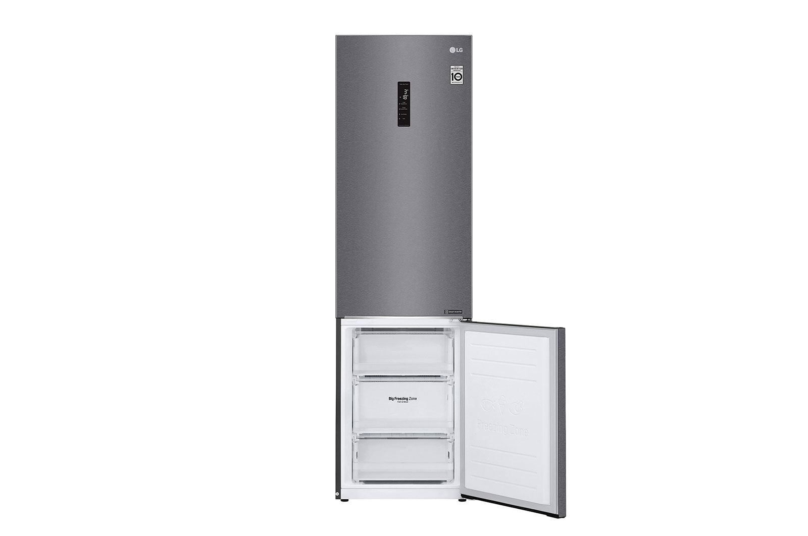 LG 2.03M 384L Kombinerad kyl/frys(Dark Silver) - Energiklass E, Door Cooling™, GBP32DSKZN