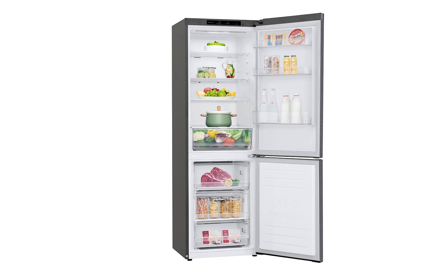 LG GBP61DSPGN 1.86M 341L Kombinerad kyl/frys(Dark Silver) - Energiklass D, Door Cooling™och Smart Diagnosis™, GBP61DSPGN