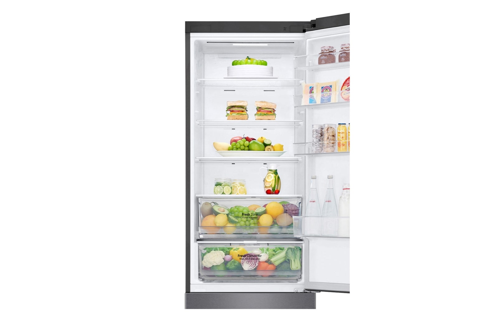 LG 2.03M 384L Kombinerad kyl/frys(Dark Silver) - Energiklass C, Door Cooling™och Smart Diagnosis™ med Wi-Fi, GBP62DSXCC1