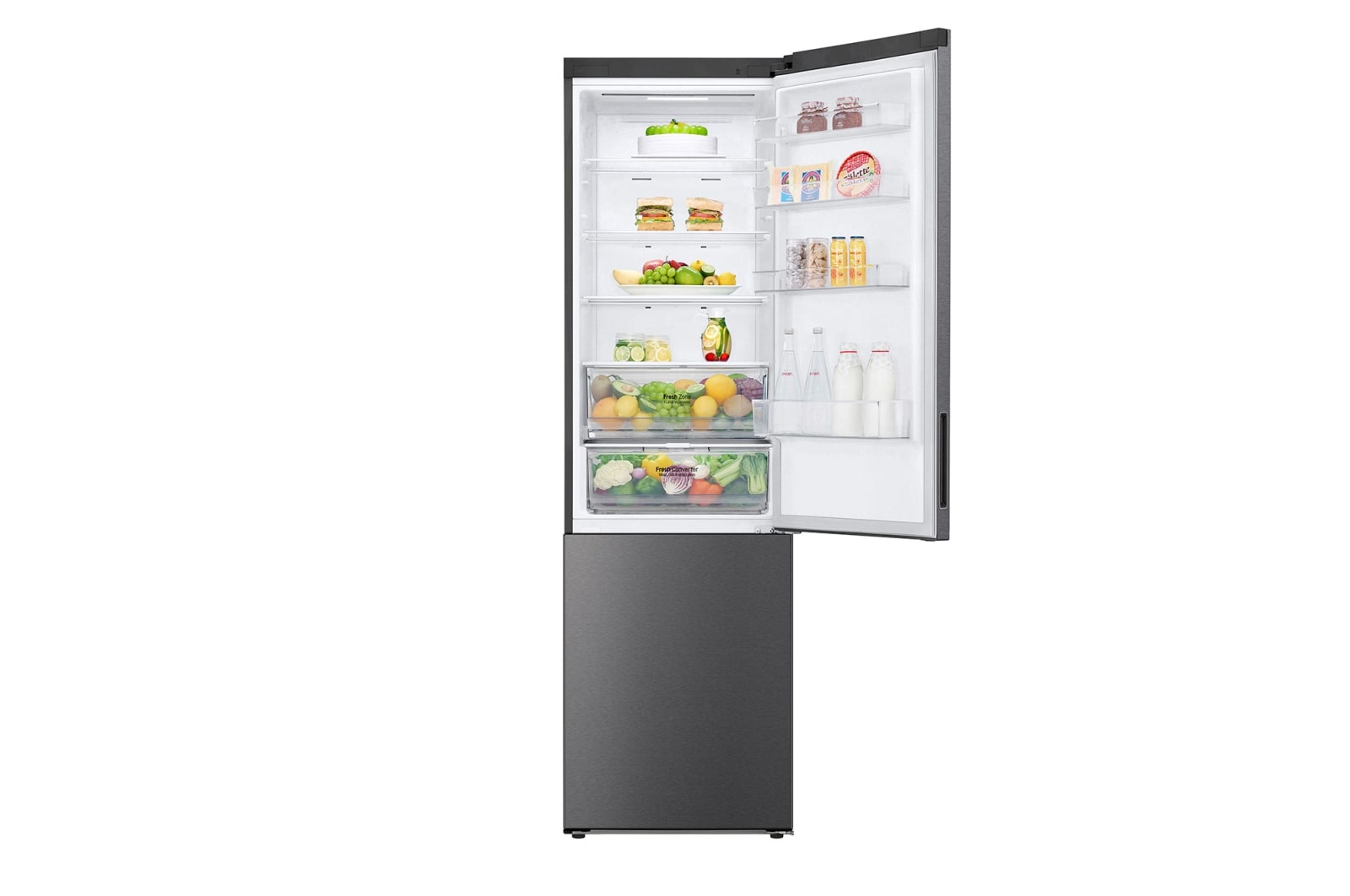 LG 2.03M 384L Kombinerad kyl/frys(Dark Silver) - Energiklass C, Door Cooling™och Smart Diagnosis™ med Wi-Fi, GBP62DSXCC1