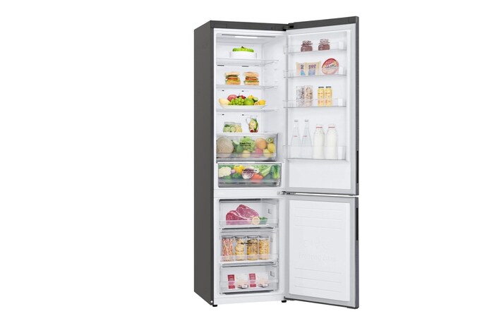 LG 2.03M 384L Kombinerad kyl/frys(Dark Silver) - Energiklass C, Door Cooling™och Smart Diagnosis™ med Wi-Fi, GBP62DSXCC1