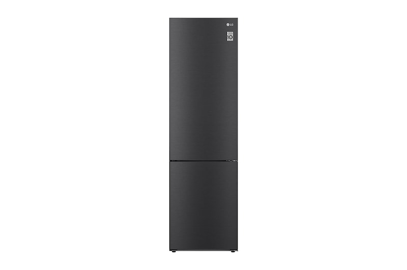 Vy framifrån av 2.03M 384L Kombinerad kyl/frys(Matte Black Stainless Steel) - Energiklass B, Nature Fresh, Door Cooling+™ och Smart Diagnosis™ GBP62MCNBC
