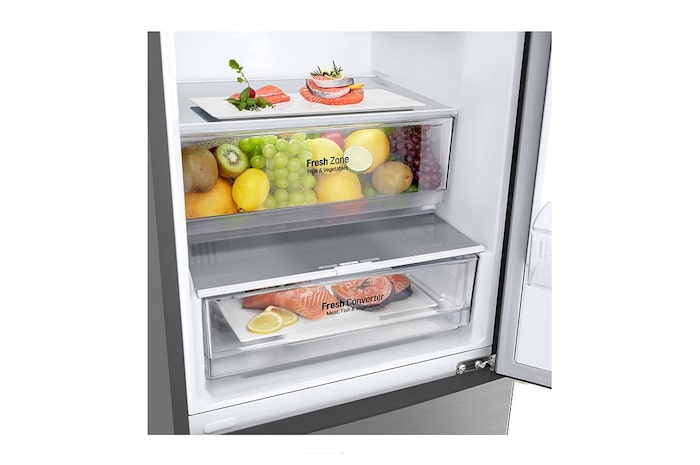 LG GBP62SWNGN 2.03M 384L Kombinerad kyl/frys(Dark Silver) - EnergiklassD, Door Cooling™och Smart Diagnosis™, GBP62DSNGN