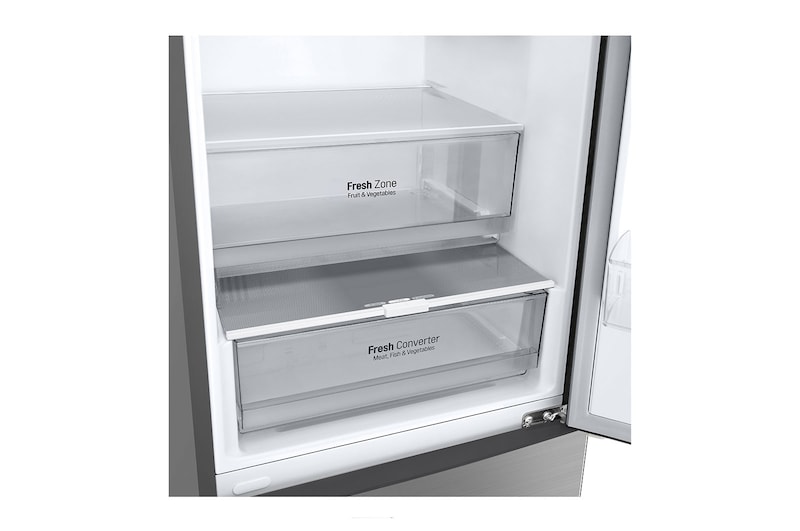 LG 2.03M 384L Kombinerad kyl/frys(Shiny Steel) - Energiklass B, Nature Fresh, Door Cooling+™ och Smart Diagnosis™, GBP62PZNBC