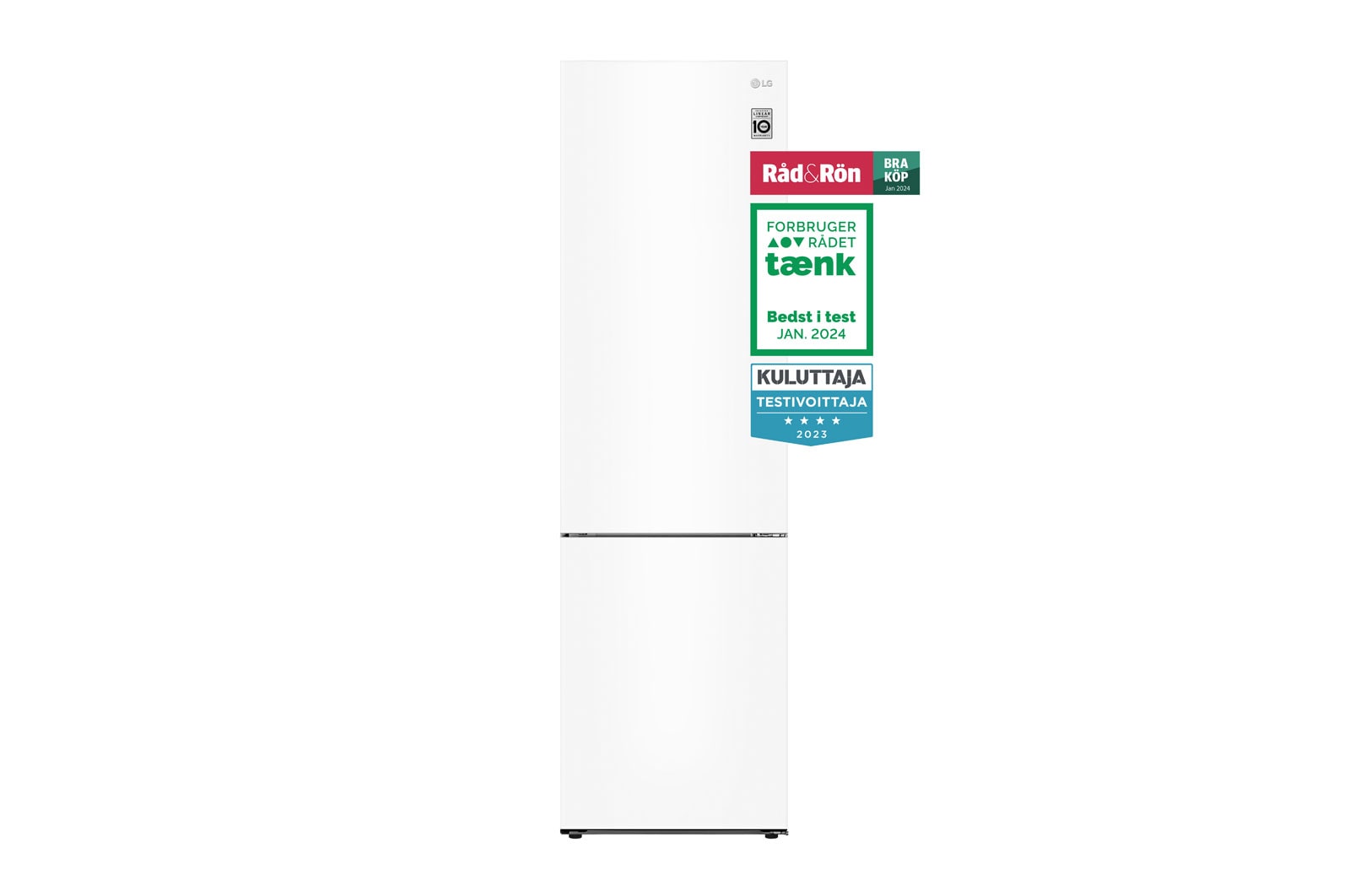 Vy framifrån av 2.03M 384L Kombinerad kyl/frys(White) - Energiklass A GBP62SWNAC