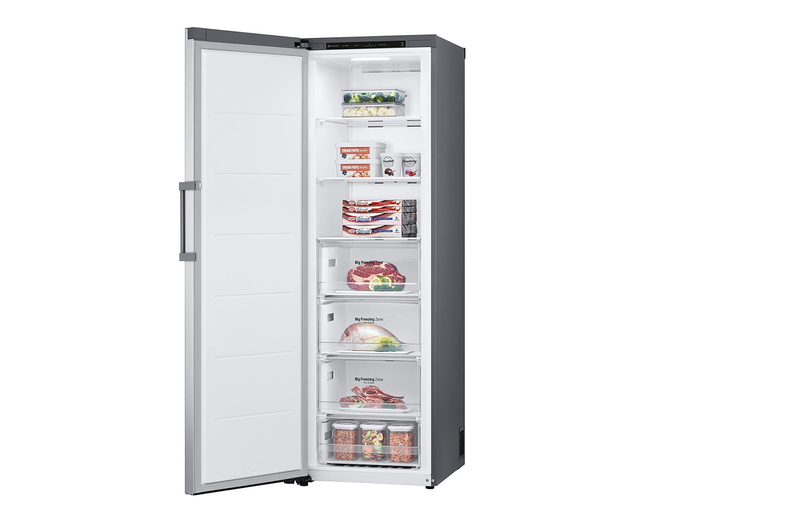 LG Fristående kyl (386L) och frys (324L)-paket (Shiny Steel), Energiklass E, GF41GL51PZ