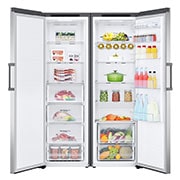 LG Fristående kyl (386L) och frys (324L)-paket (Shiny Steel), Energiklass E, GF41GL51PZ