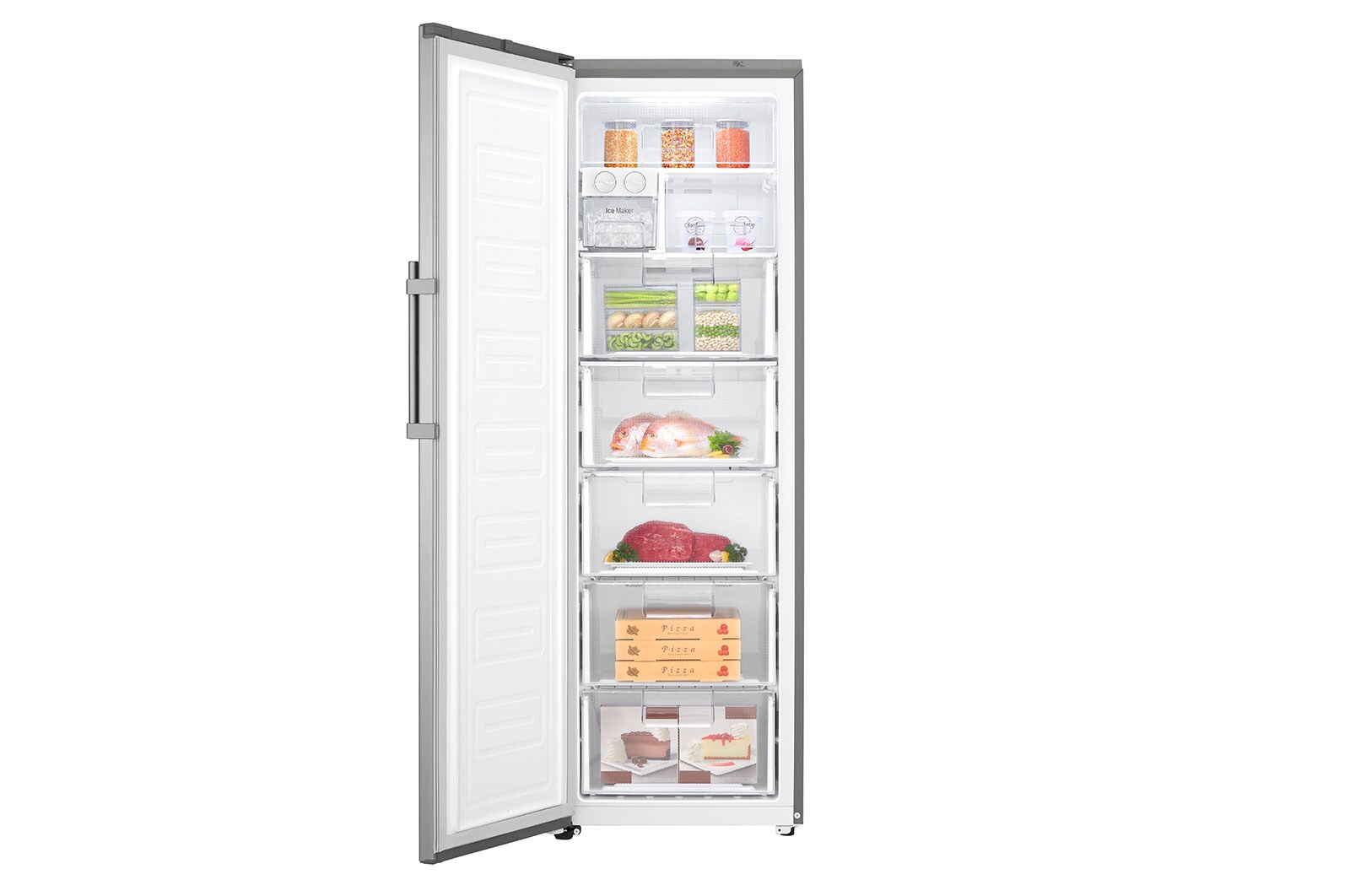 LG 323L Fristående frys (Shiny Steel) - Energiklass F, Total No Frost och Smart Diagnosis™ med Wi-Fi, GF5237PZJZ1