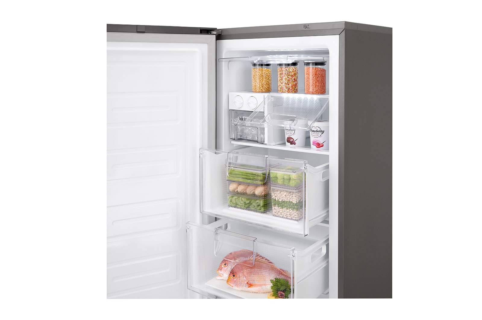 LG 323L Fristående frys (Shiny Steel) - Energiklass F, Total No Frost och Smart Diagnosis™ med Wi-Fi, GF5237PZJZ1
